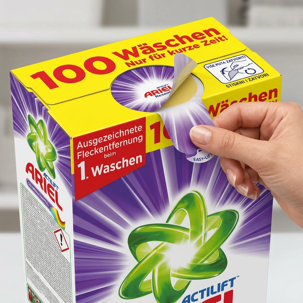 Brendirana open-close etiketa sa logom i dizajnom u punoj boji